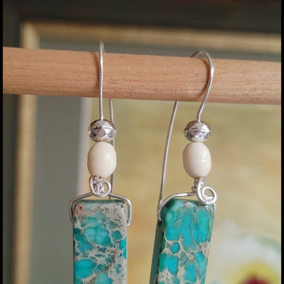Hand Crafted Turquoise Dangle Earrings - Picture 6 of 9